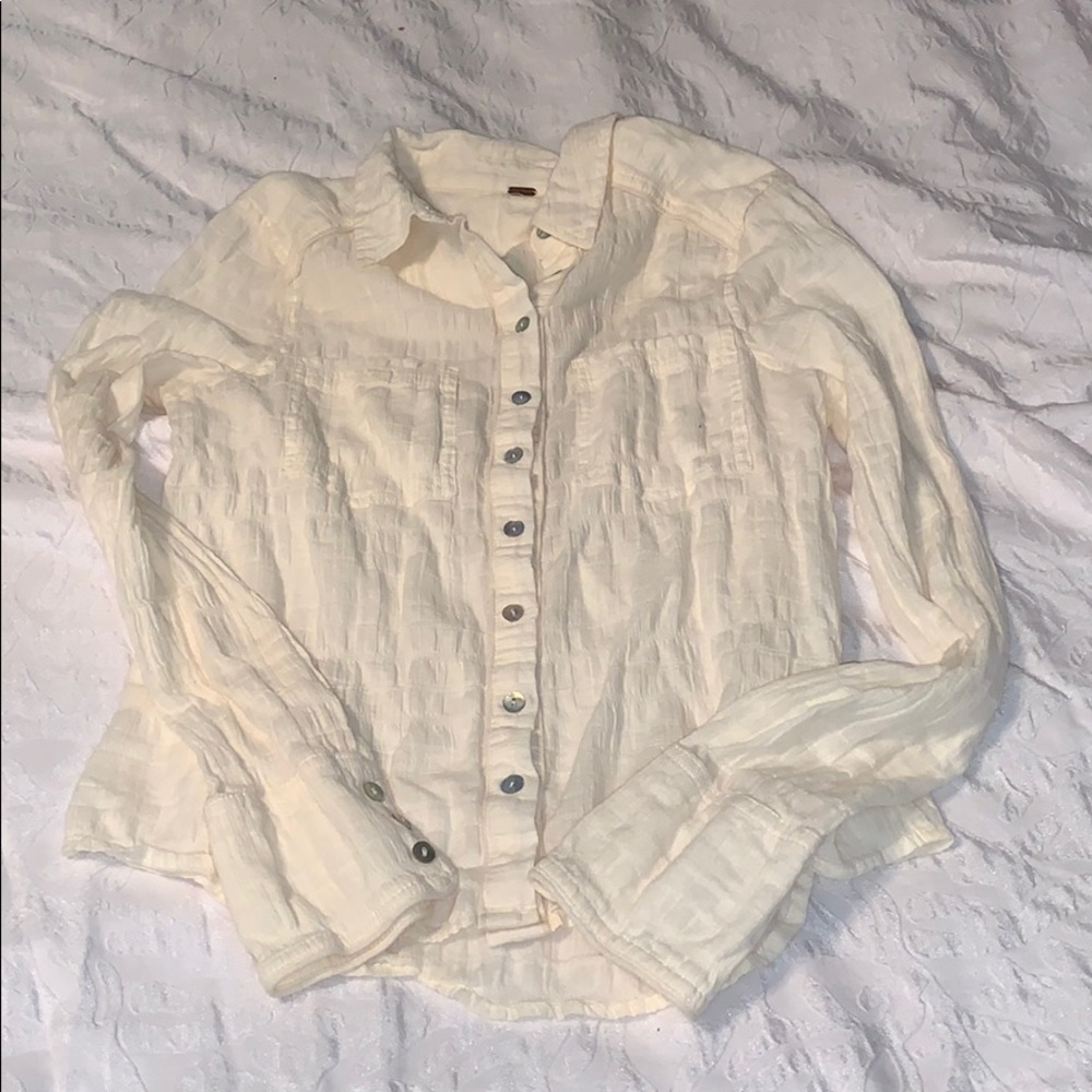 Re-Posh Free People off white cream button down